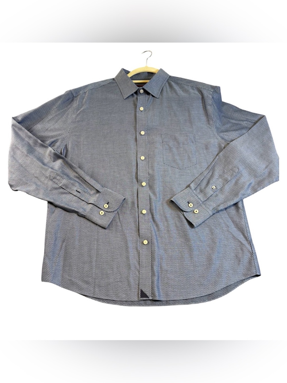 UNTUCKit Men's Navy Micro-Pattern Long Sleeve Button-Up Shirt